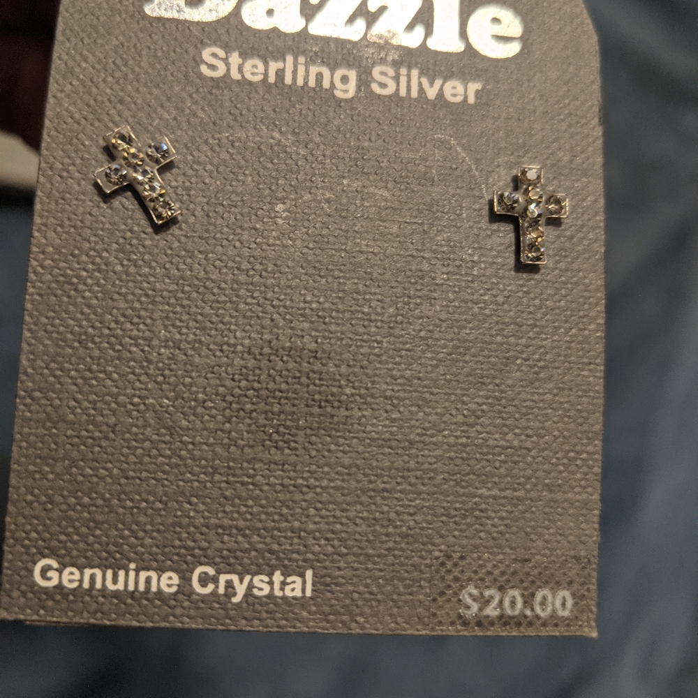 Dazzle sterling silver cross earrings